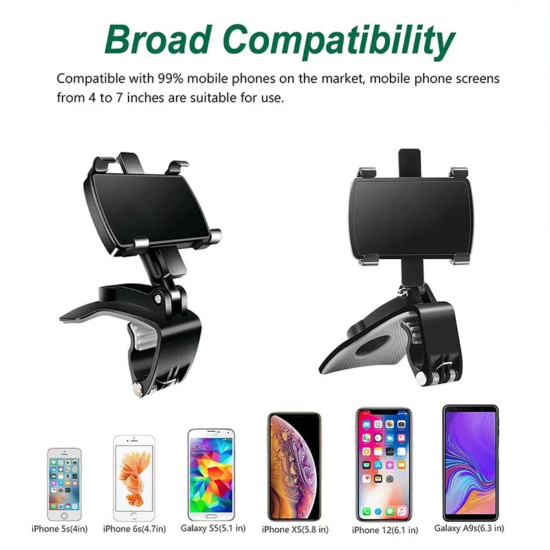 Universal Car Phone Mount — 360° Rotation, Fits All Phones | UK Stock