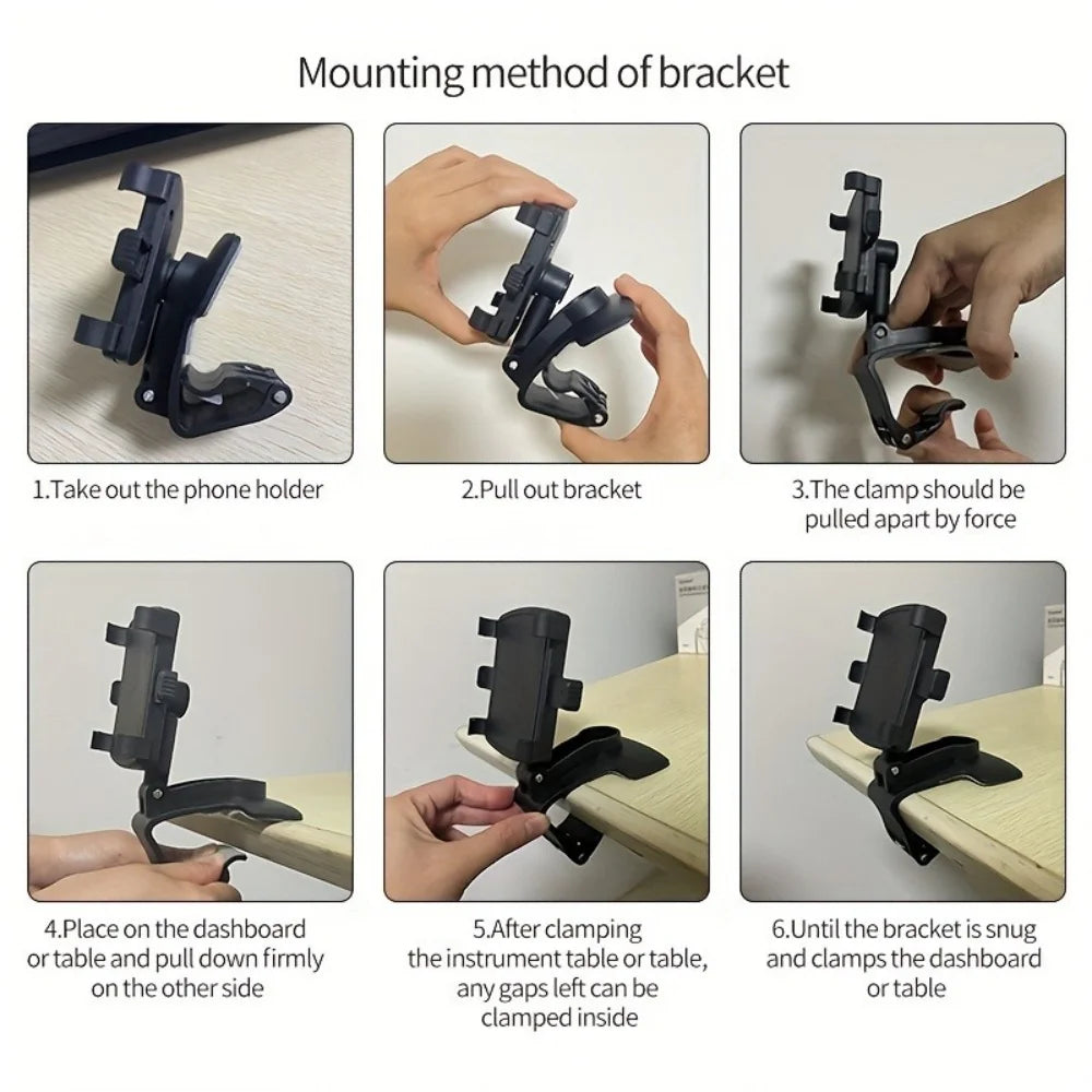 Universal Car Phone Mount — 360° Rotation, Fits All Phones | UK Stock
