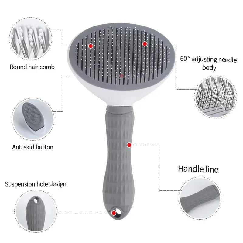 Self-Cleaning Pet Grooming Brush — Deshedding Tool for Dogs & Cats | UK Stock