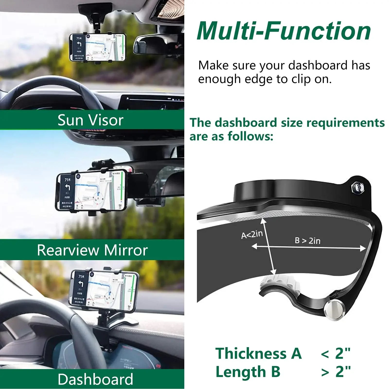 Universal Car Phone Mount — 360° Rotation, Fits All Phones | UK Stock