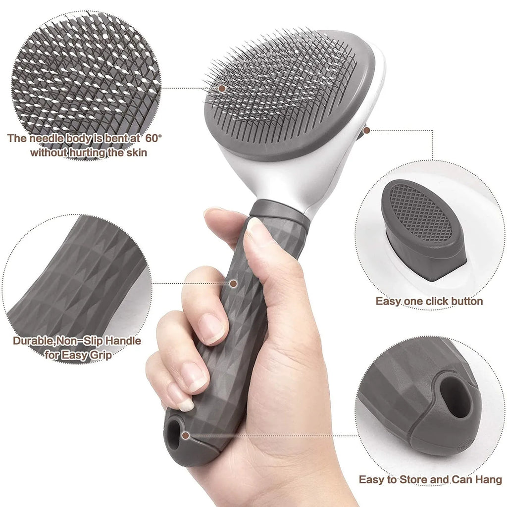 Self-Cleaning Pet Grooming Brush — Deshedding Tool for Dogs & Cats | UK Stock