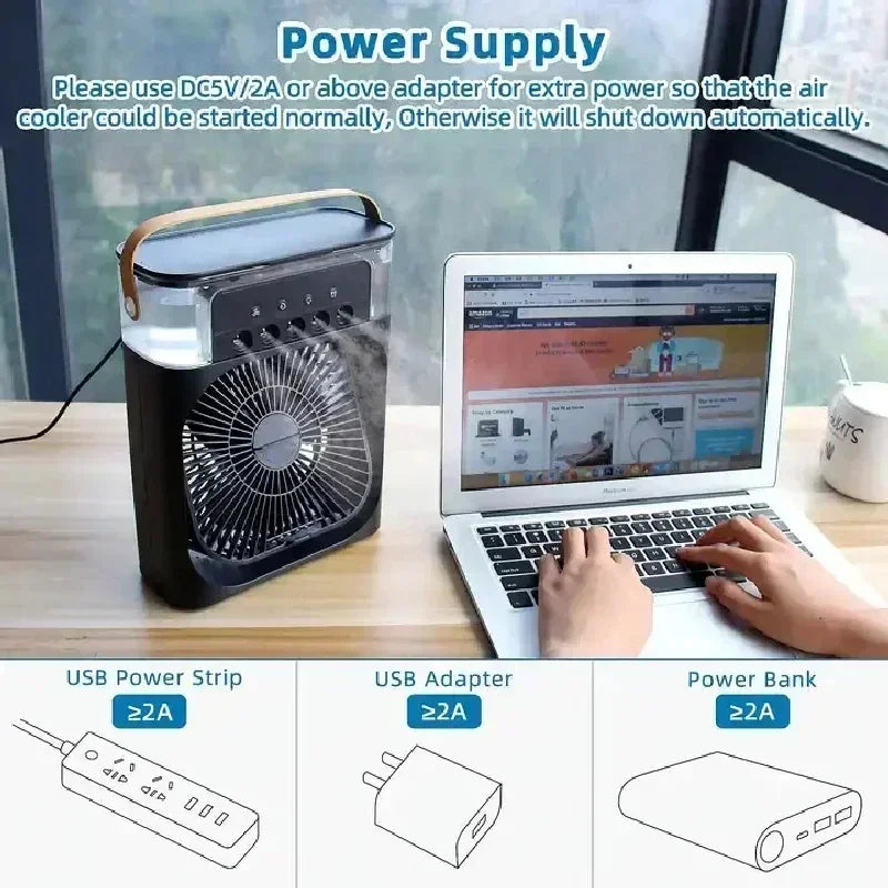 Super Cooling Desktop Air Cooler — 3-in-1 Portableree USB Fan | UK Stock