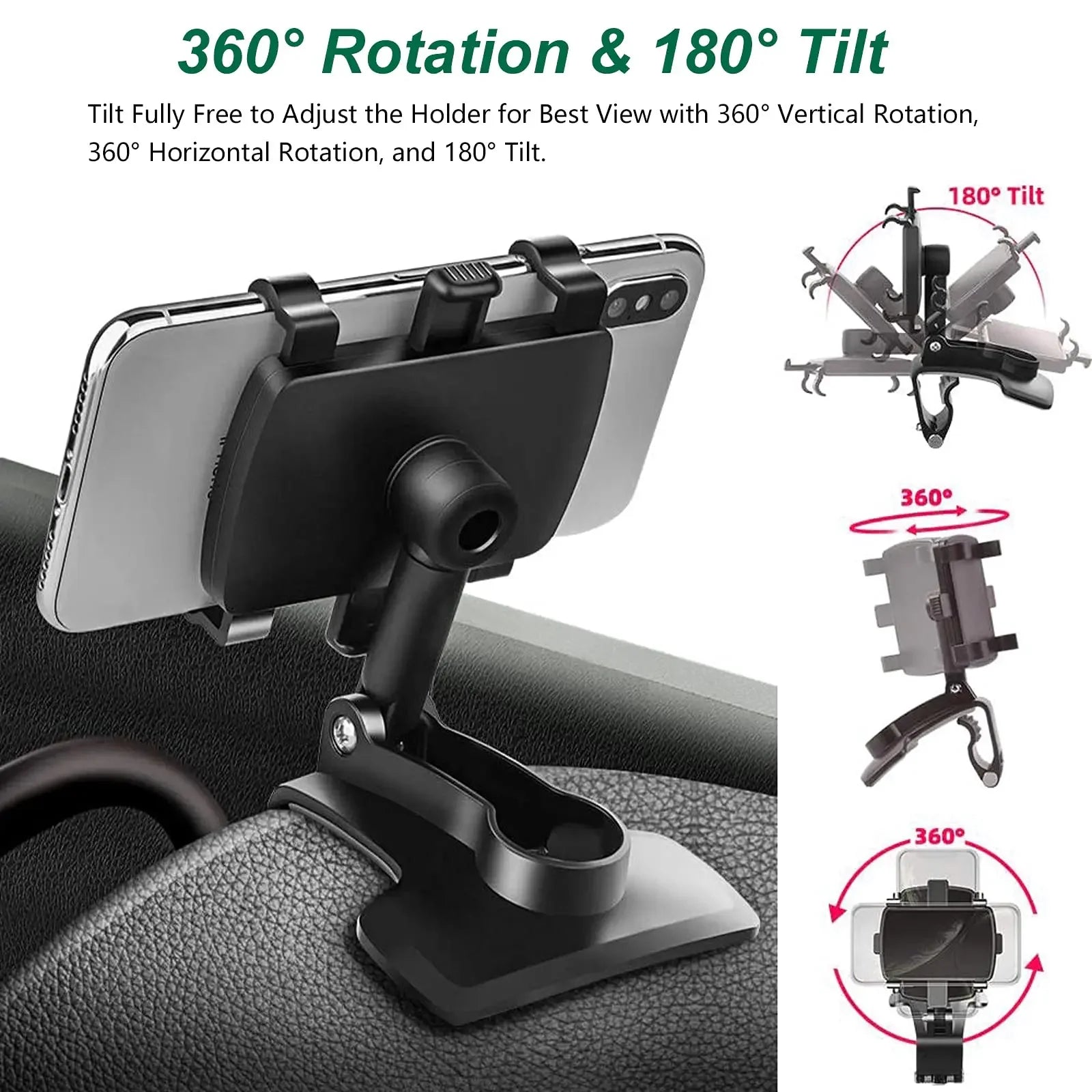 Universal Car Phone Mount — 360° Rotation, Fits All Phones | UK Stock