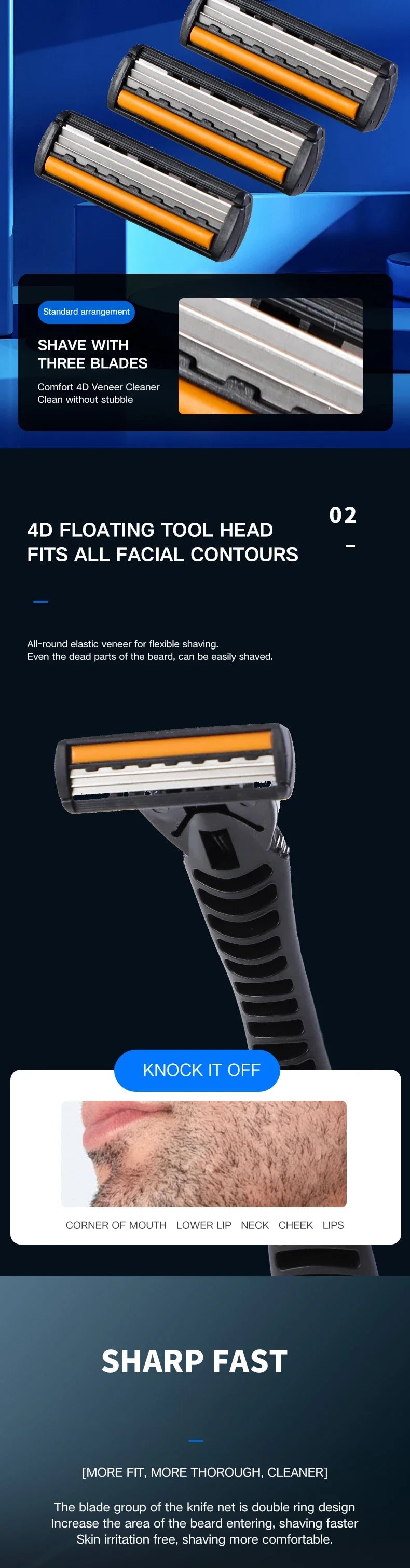 Men’s 3-Blade Razor — Premium Shaving System | UK Stock