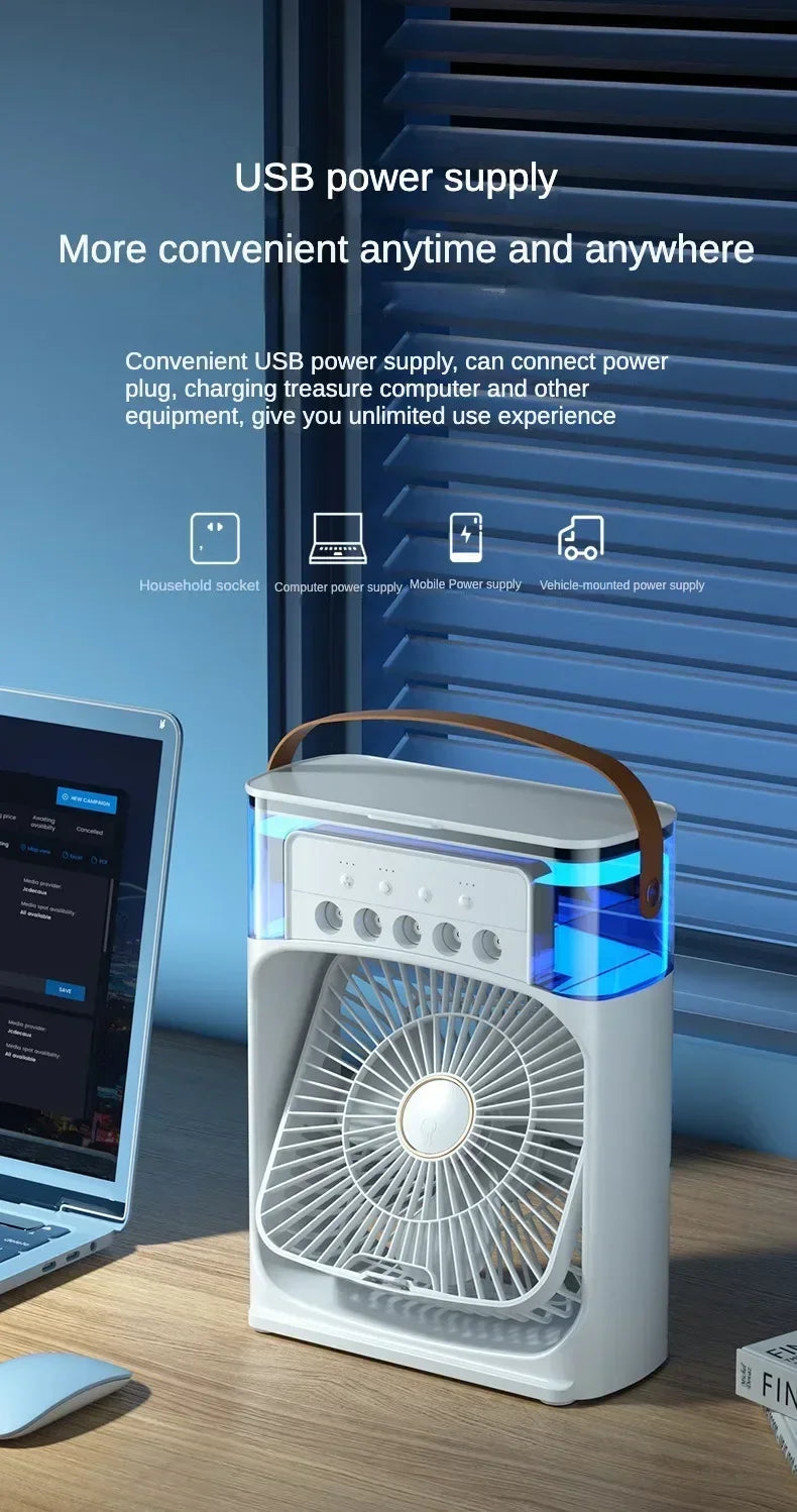 Super Cooling Desktop Air Cooler — 3-in-1 Portableree USB Fan | UK Stock
