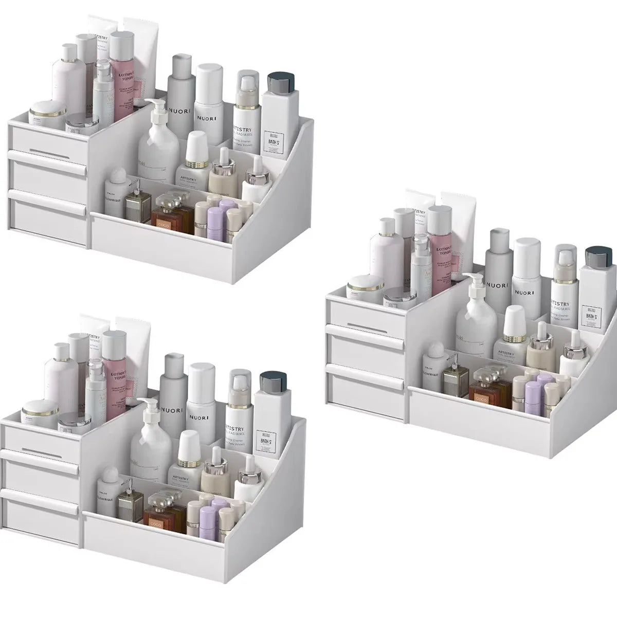 Large Makeup Storage Organiser with Drawers — White Cosmetic Display Box | UK Stock